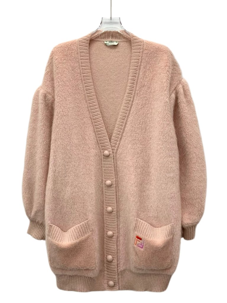 Grade A H32068 Fendi Fendi Pink Logo Mohair Long-Sleeved Sweater Xl Size 95 New